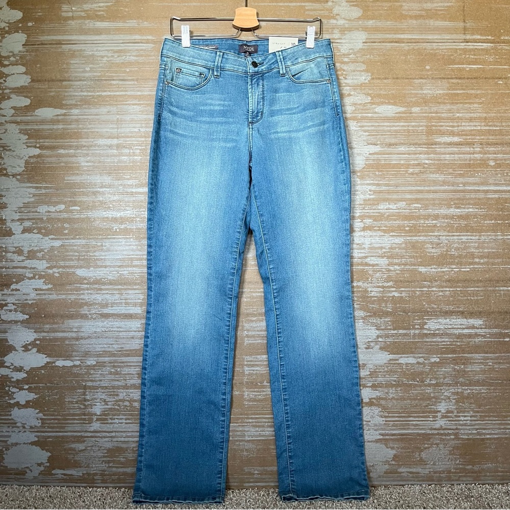 NYDJ Marilyn Straight Leg Jeans Medium Wash Stretch Classic Womens 10
